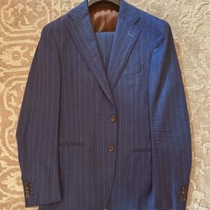 Eredi Pisano ( Size 48  Drop 8R ) Blue Pin Stripe suit with Pants